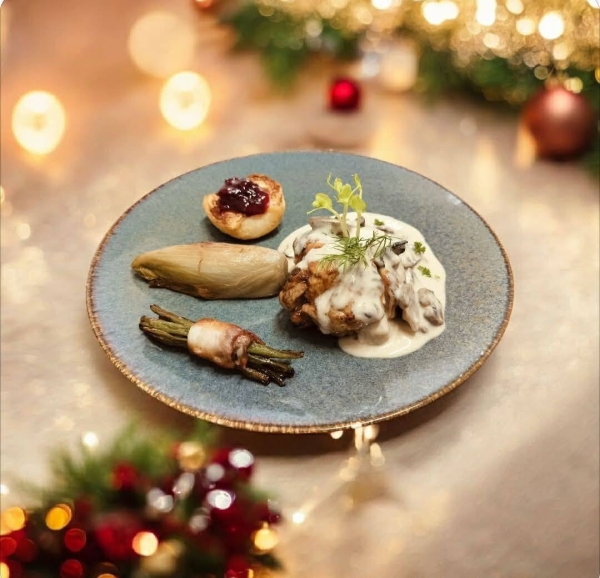 Plat : Médaillon de dinde sauce champignons des grottes