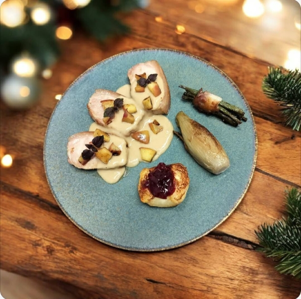 Plat : Filet de porcelet sauce pommes calvados